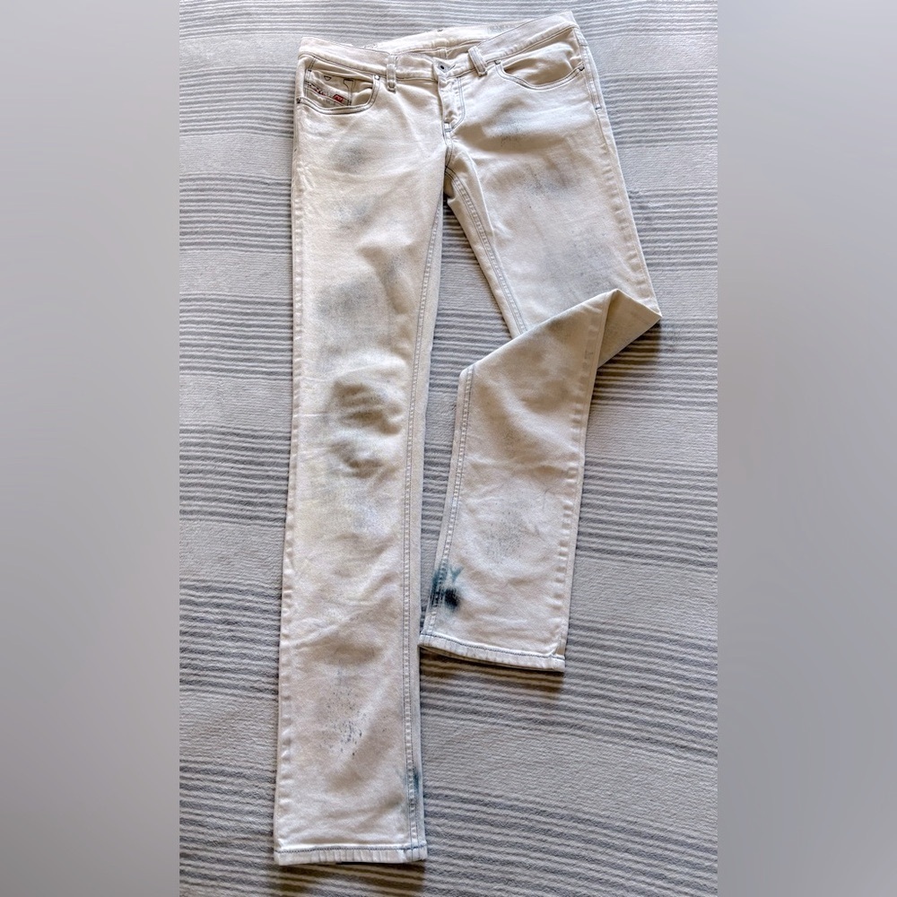 DIESEL Livy Super Slim Skinny Jeans - White+Blue Wash Colour (Stretch)